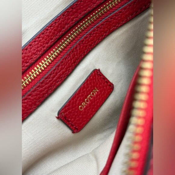 🆕 OROTON 🧿 NWOT Lily Zip Top Leather Crossbody, Red - Picture 14 of 16